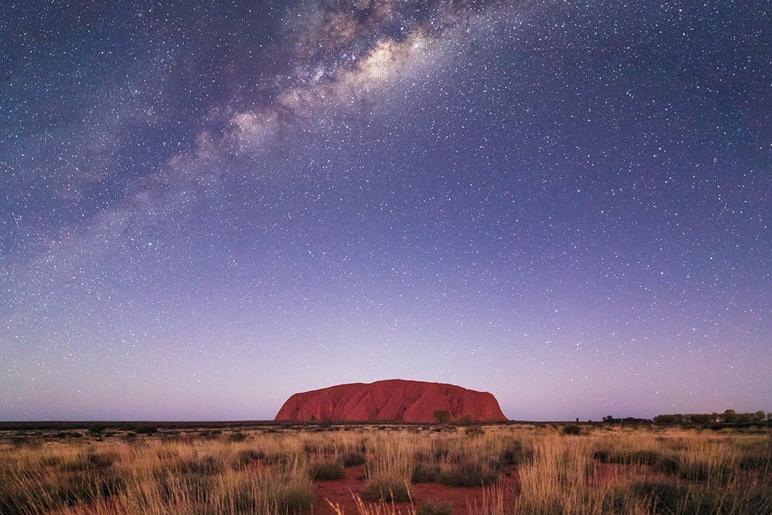 a stunning night at uluru with the milky way sparkling above it